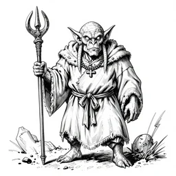 Ink drawing of a goblin shamen in the style of the AD&D monster manual trending on artstation deviantart Pinterest detailedrealistic HD 8k High Resolution