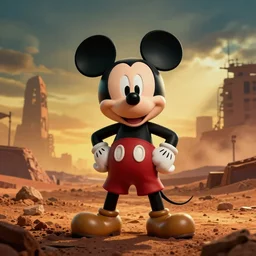 Mickey Mouse as a warboys from mad max fury road in 60s cartoon style