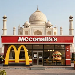 The Taj Mahal as a McDonalds fast-food restaurant