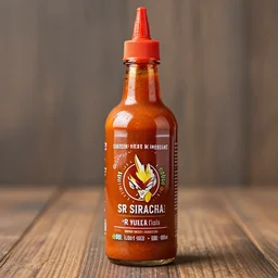 a bottle of sriracha going super saiyan