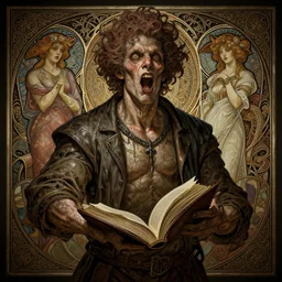 the librarian, sweaty, insane, intricate, highly detailed, digital painting, artstation, concept art, smooth, sharp focus, illustration, Unreal Engine 5, 8K, art by artgerm and greg rutkowski and alphonse mucha