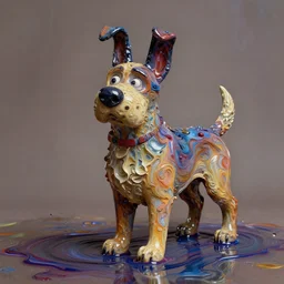 pixar dog, made of oil, water caustics, film still from the movie directed by denis villeneuve and david cronenberg with art direction by h. r. giger