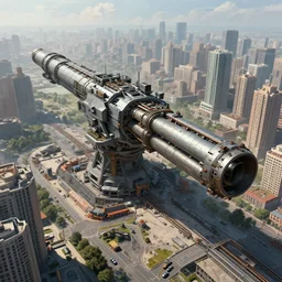 very complex huge railgun being constructed at the middle of the city, digital painting, mixed media, trending on artstation and deviantart, epic composition, highly detailed, 8 k