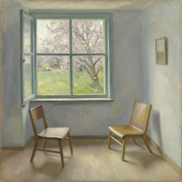 a painting of a quiet room in spring, oil on canvas, by hammershoi