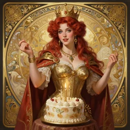 ultra realistic illustration of cheriedeville, barbarian celebrate his birthday, intricate, elegant, highly detailed, digital painting, artstation, concept art, smooth, sharp focus, illustration, art by artgerm and greg rutkowski and alphonse mucha