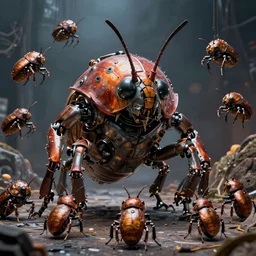 a giant mechanical bugs by greg rutkowski, sung choi, mitchell mohrhauser, maciej kuciara, johnson ting, maxim verehin, peter konig, 8 k photorealistic, cinematic lighting, hd, high details, dramatic, atmosphereric, trending on artstation