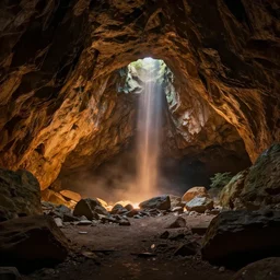 torch in cave, beautiful dynamic lighting, cinematic, wide angle establishing shot, extremely high detail, photo realistic, cinematic lighting, post processed, concept art, artstation, matte painting, style by frederic church, raphael lacoste, unreal engine 8 k