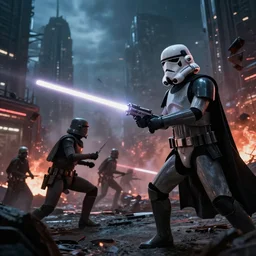 starwars at - at attacking a city and causing havoc