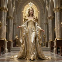 beautiful sorceress, wearing a long flowing robe, standing in a church, intricate, elegant, highly detailed, digital painting, artstation, illustration, artgerm, bouguereau, 8k