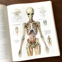 alien anatomy Book, detailed, diagrams, high definition illustration