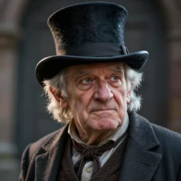 A closeup of a short old halfling with a suit and top hat by Greg Rutkowski, 4k photorealistic, volumetric lighting, HD, high details, dramatic, trending on artstation