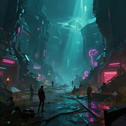 photo environement cyberpunk valley : 4, 4 k rtx hdr volume light concept studio matte painting environement digital illustration style cyberpunk 2 0 7 7 artstation artur tarnowski, mihai muscan, marcin tomalak, marta leydy, marcin stepien, charlotte hughes, zuzanna dabrowa neon bioluminiscence