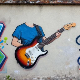 graffiti showing an electric guitar