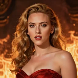 queen of hell portrait of scarlett johansson, fire and flame, big long hell serpent octopus, Pixar style, by Tristan Eaton Stanley Artgerm and Tom Bagshaw.
