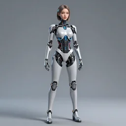 young lady cyborg, bioorganic concept, beautiful face, full body,