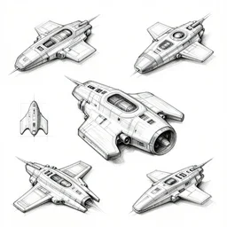 sharp spaceship sketches, isometric