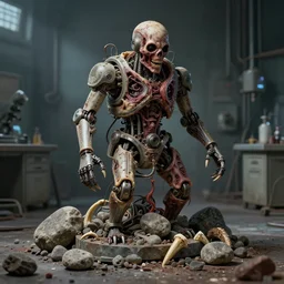 airbrushed vivisected machine 1 9 6 1 tiered, in destroyed lab by stones & tusks by basil gogol fine art masterpiece baked at 3 0 0 f, studio matte painting, cold lighting, aged with sunlight, award winning horror, photorealistic render, cinematic