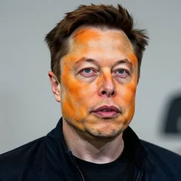 elon musk wearing orange facepaint