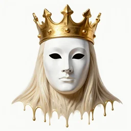 king with a white mask and gold crown, white background high details dripping paint greg rutkowski craig mullins fibonacci rhythm ar