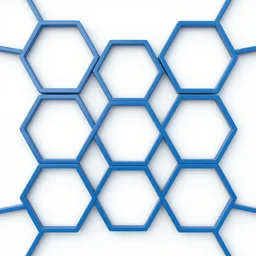 hexagons, hexagonal blue lines, regular, symmetrical, shiny lines, realistic