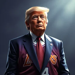 donald trump in lakers uniform, fan art, digital art, octane render, trending on artstation