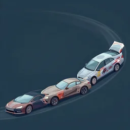 illustration showing the evolution of cars