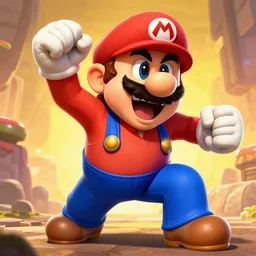 a shirtless super mario roid raging, in the style of borderlands