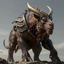 minotaur king, highly detailed, 4k, HDR, smooth, sharp focus, hyper realistic, high resolution, award-winning photo