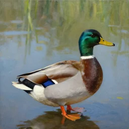 a duck on the prowl oil painting bruno pontiroli