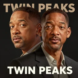 Twin Peaks poster artwork by Michael Whelan and Tomer Hanuka, Rendering of portrait of Will Smith, full of details, by Makoto Shinkai and thomas kinkade, Matte painting, trending on artstation and unreal engine