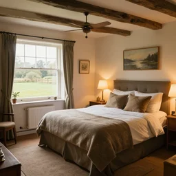 cozy warm well decorated relaxing bedroom in scottish countryside house by john howe and greg rutkowski