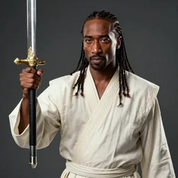 Tupac Shakur as Mace Windu, highly detailed, 8k, movie still, high contrast