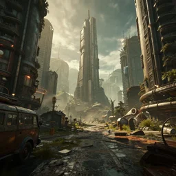 inside a post apocalyptic dieselpunk city , highly detailed, 4k, HDR, award-winning, octane render, artstation