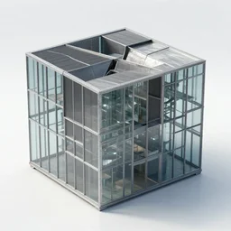 variation of box shape mass design, steel and glass, zahahadid, very detailed