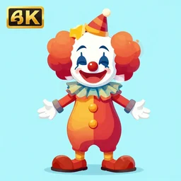 clown , digital art , 4k , trending on artstation , vector illustration