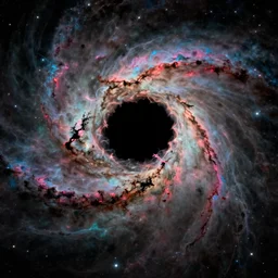 A stunning colorful nebula with a black void in the center, sci-fi , digital painting