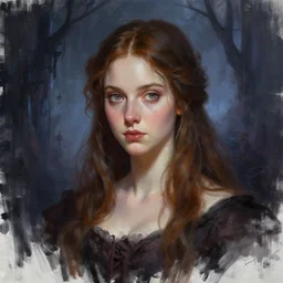 a portrait digital painting of mary elizabeth winstead. a gothic background. painted by artgerm, ross tran.