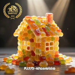 House made of jelly beans ,god rays, incredible lighting, 4k photography award winning,