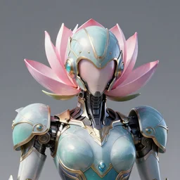 futuristic nymphaea colorata themed mecha waterlily upper body, sepal helmet, nymphaea mecha, rococo, sci - fi movie, floral details, 8 k hd resolution, sazabi, barbatos mobile suit, bandai box art, star wars, makoto kobayashi, frank gehry, raymond swanland