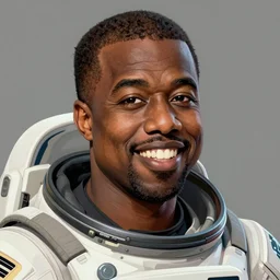 Smiling Kanye West as a space soldier, close-up portrait art by Donato Giancola and James Gurney, digital art, trending on artstation