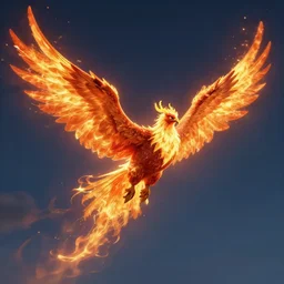 pheonix gliding at night with fire on wings, fantasy art, computer art,concept art, higj detail, atmospheric