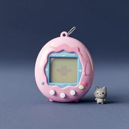 stylized posterized 3 d render of tamagotchi with mametchi in a lonely void