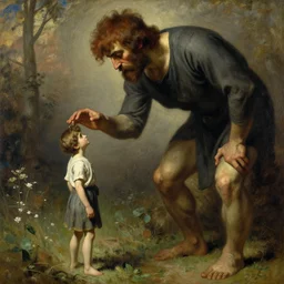 high quality high detail painting by ilya repin, giant man proposing to a tiny man, hd