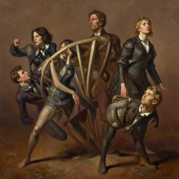established metamorphosis / surreal scene, ultra realistic, oil painting, volumetric light, sharp high detail, dinamic, earth toned palette, concept art, very coherent, intrincate / art by ellen jewett, ashley wood, phil hale, norman rockwell, justin gerard