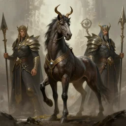 dungeons and dragons art of centaur arch wizards, concept art, intense, illustration, digital painting, highly detailed, fantasy, trending on artstation,