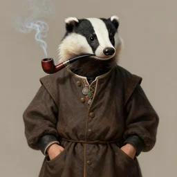 badger wearing a traditional clothing from the 1 7 th century, smoking a tobacco pipe, hand in his pocket, realistic portrait, concept art, artstation, greg rutkowski