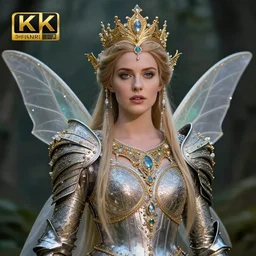 photograph of a real - life beautiful!! fairy queen with bejewelled armour. extremely detailed. 8 k