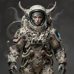 hyperrealistic portrait of a woman monster astronaut, full body portrait, well lit,  intricate abstract. cyberpunk,  intricate artwork, by Tooth Wu, wlop, beeple. in the style of Jin Kagetsu, James Jean and wlop, highly detailed, sharp focus, intricate concept art, digital painting, ambient lighting, 4k, artstation