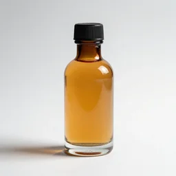 amber healing potion, studio product photography, isolated on a pure white background, centered, entire object in frame, sharp focus, soft studio lighting