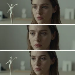 beautiful three point perspective film still of holly herndon character study scene in merce cunningham, extreme closeup portrait in style of frontiers in miniature porcelain photography fashion architectural art studio seinen manga edition, origami statue, pointe pose, tilt shift background, soft lighting, kodak portra 4 0 0, 8 k, macro, cinematic style by emmanuel lubezki